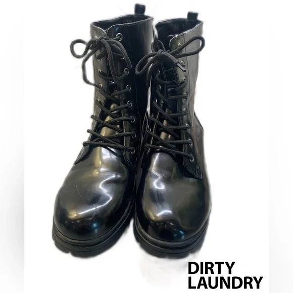 Dirty Laundry ~ Black Lace-up Combat Boots Lug Soles Y2K 90s Size 9 - Picture 1 of 17